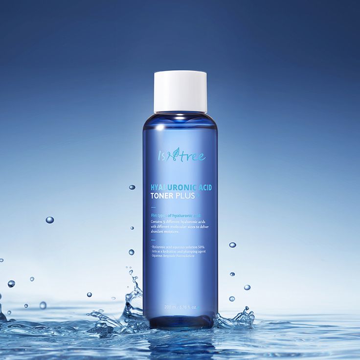 Isntree Hyaluronic Acid Toner Plus bevat 5 verschillende soorten hyaluronzuren die uw droge en vermoeide huid met vocht vullen