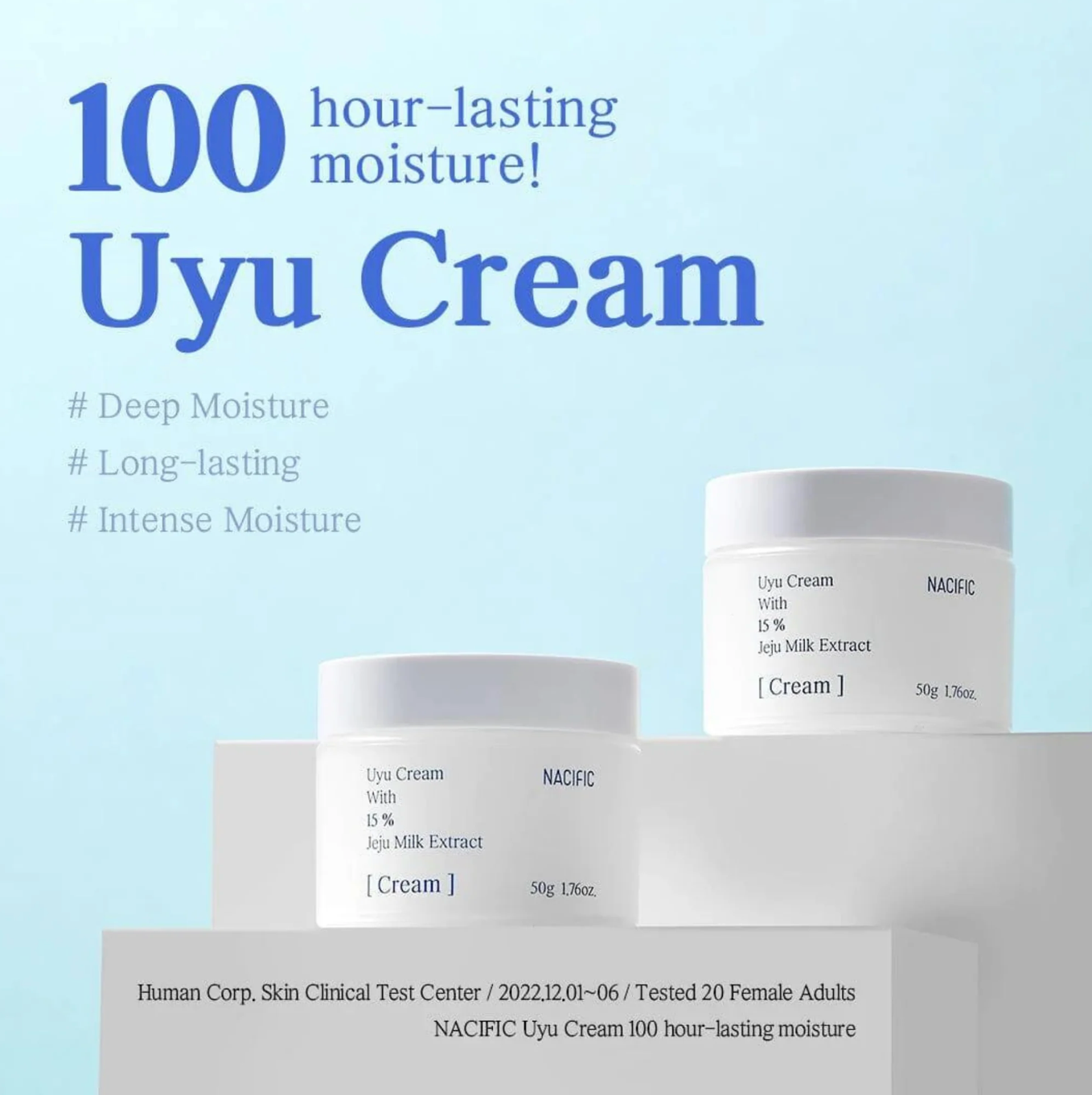 Nacific Uyu cream met verse melk afkomstig van het eiland Jeju zorgt deze Uyu (melk) cream voor intense hydratatie en verbetert het vermogen van de huid om vocht vast te houden.