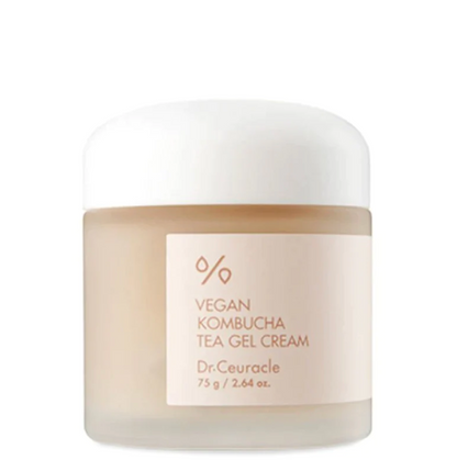 Dr. Ceuracle Vegan Kombucha Tea Gel Cream s een rijke vegan gel moisturizer met een hoog percentage hoogwaardige gefermenteerde thee. Kombucha Thee Extract