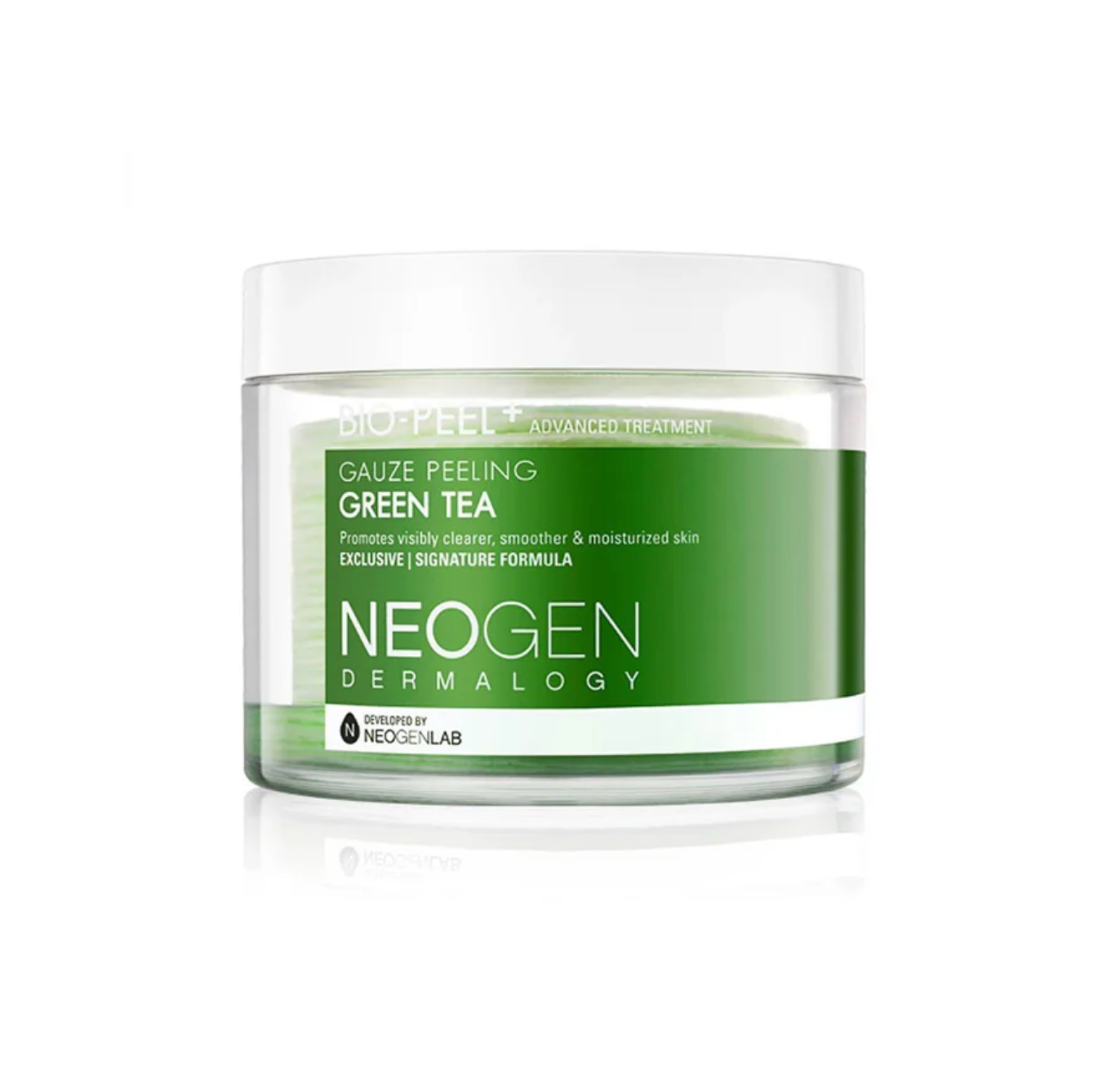 Neogen Dermalogy Bio-Peel Gauze Peeling Green Tea bevat 30 exfoliërende schijfjes die dode huidcellen verwijderen en onzuiverheden opklaren